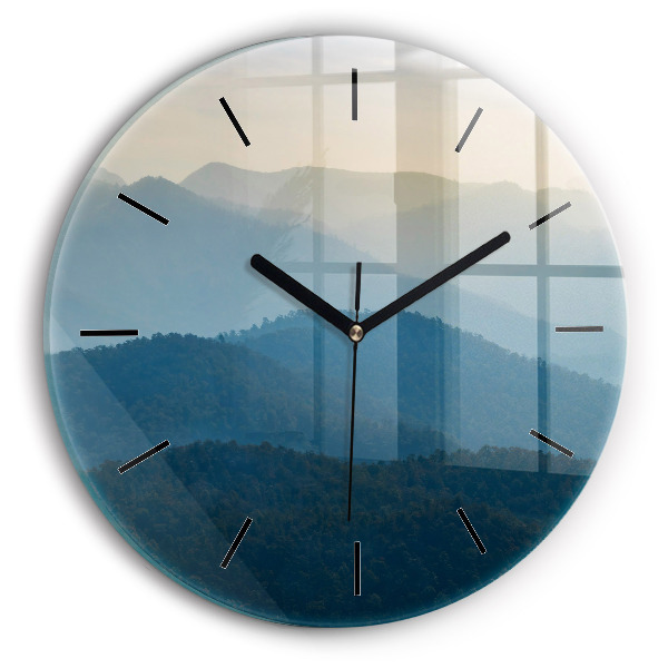 Round glass wall clock Abstract Mountain Landscape
