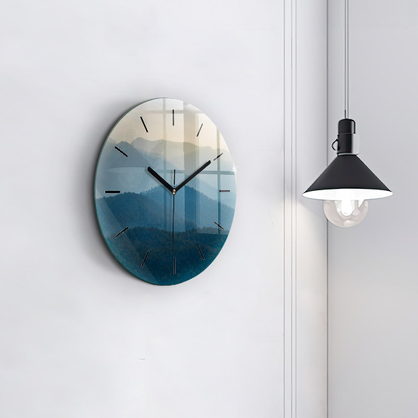 Round glass wall clock Abstract Mountain Landscape