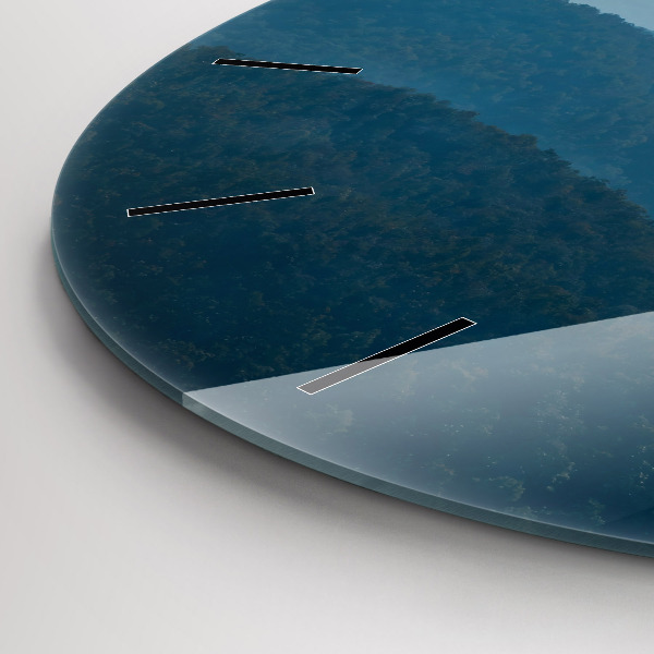 Round glass wall clock Abstract Mountain Landscape