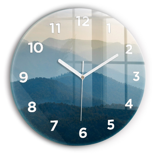 Round glass wall clock Abstract Mountain Landscape