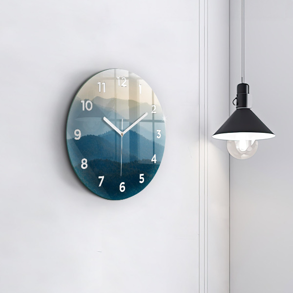 Round glass wall clock Abstract Mountain Landscape