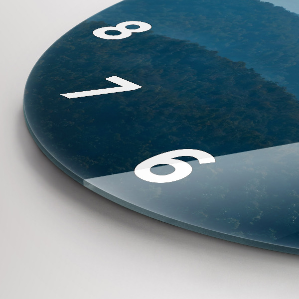 Round glass wall clock Abstract Mountain Landscape