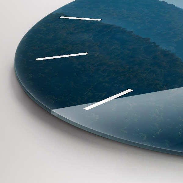 Round glass wall clock Abstract Mountain Landscape