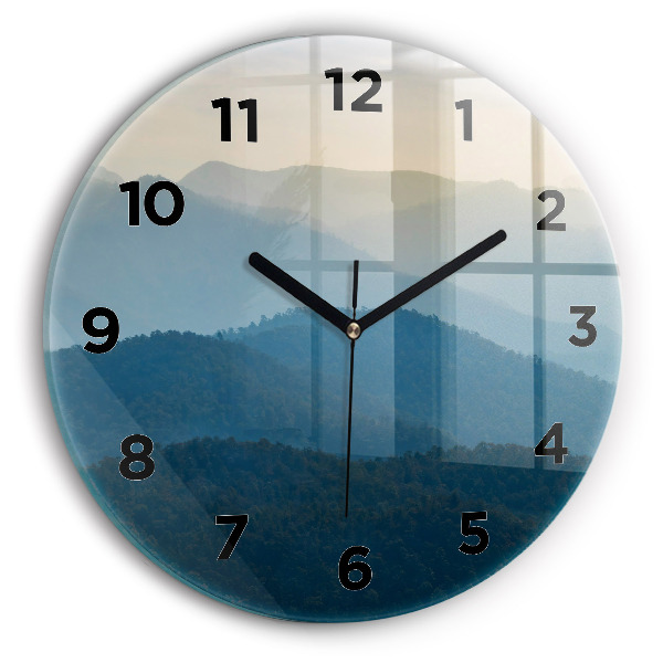 Round glass wall clock Abstract Mountain Landscape