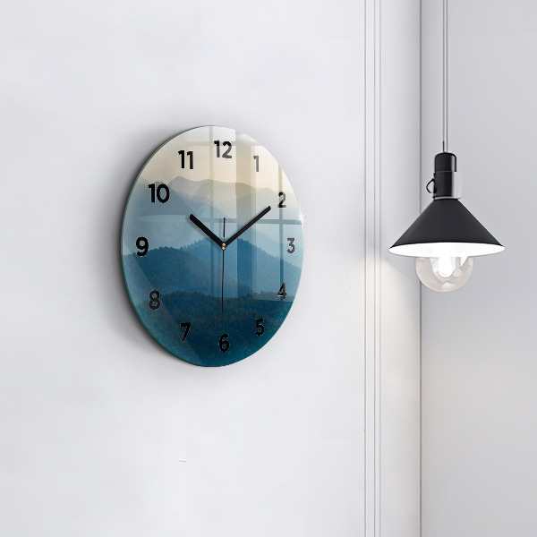 Round glass wall clock Abstract Mountain Landscape
