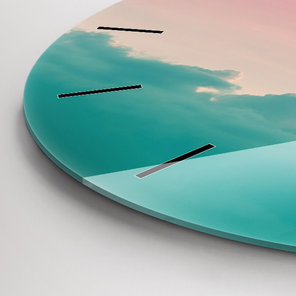 Round glass wall clock Sky and mountain gradient