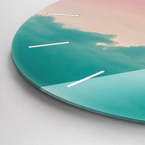 Round glass wall clock Sky and mountain gradient