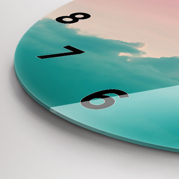 Round glass wall clock Sky and mountain gradient