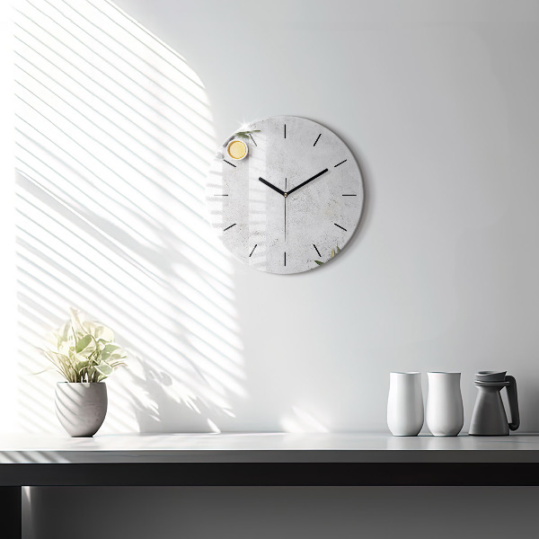 Round glass wall clock Minimalist olives