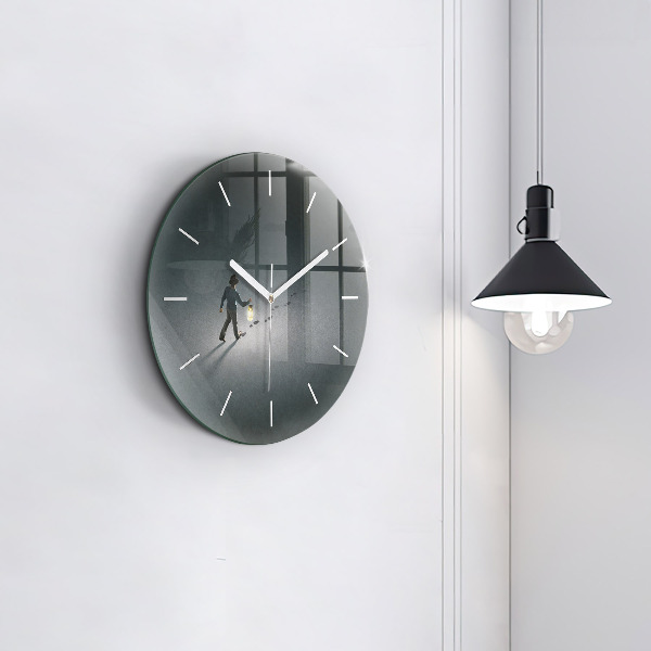 Round glass wall clock Wanderer in the Dark