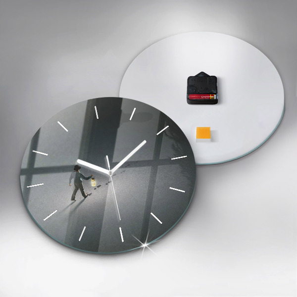 Round glass wall clock Wanderer in the Dark
