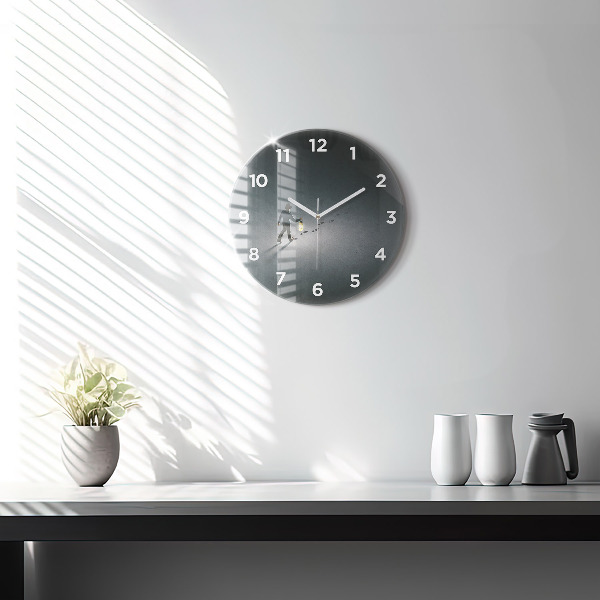 Round glass wall clock Wanderer in the Dark
