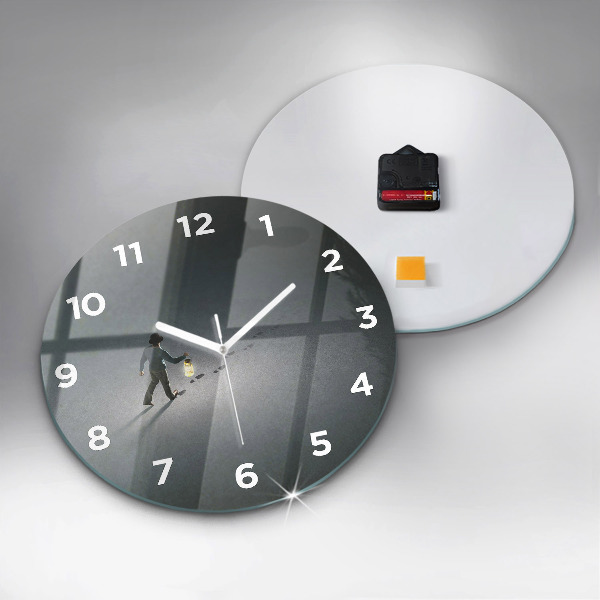 Round glass wall clock Wanderer in the Dark