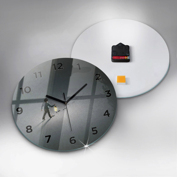 Round glass wall clock Wanderer in the Dark