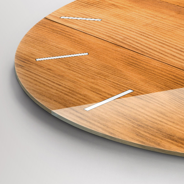 Round glass wall clock Wooden boards