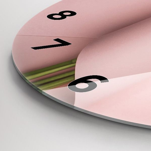 Round glass wall clock Tulip flower bouquet