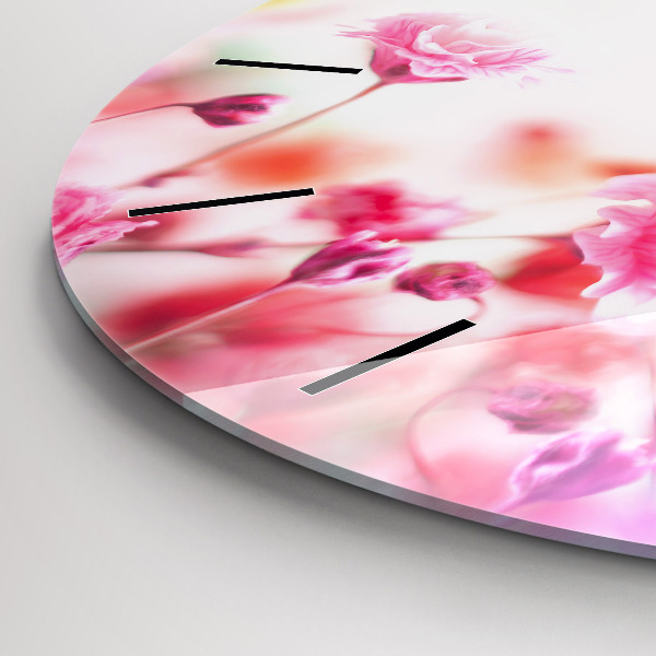 Round glass wall clock Flowers in the meadow