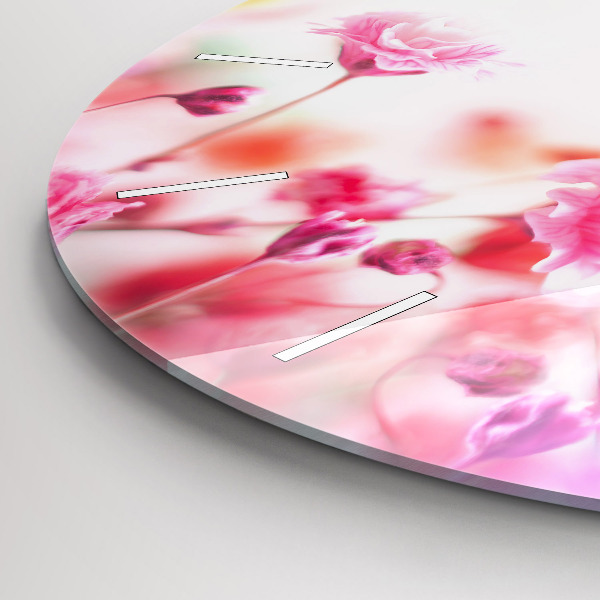 Round glass wall clock Flowers in the meadow