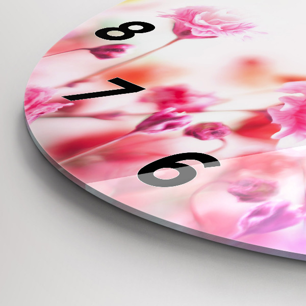 Round glass wall clock Flowers in the meadow