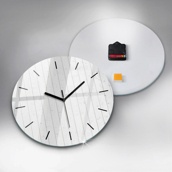 Round glass wall clock Wooden panels pattern