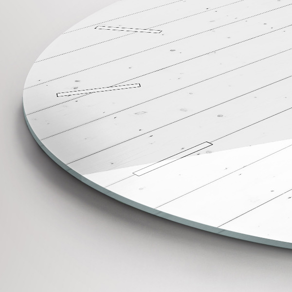 Round glass wall clock Wooden panels pattern