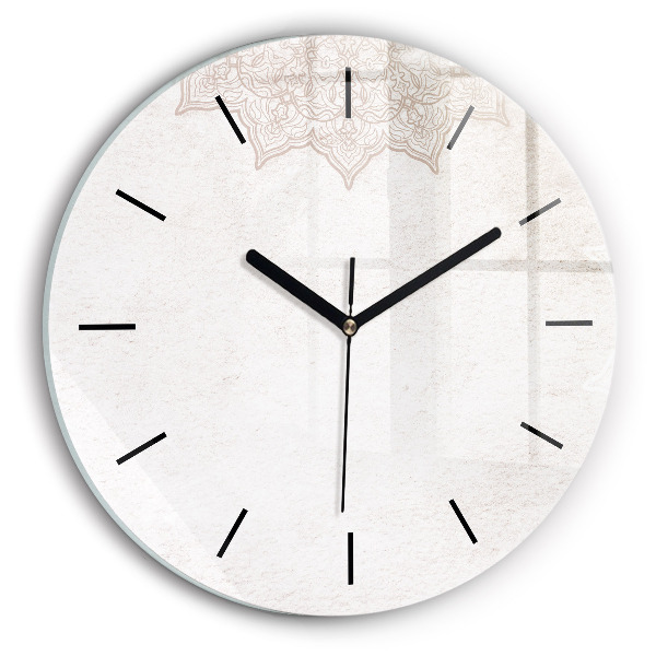 Round glass wall clock Decorative pattern