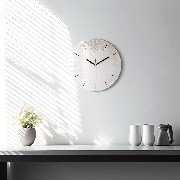 Round glass wall clock Decorative pattern