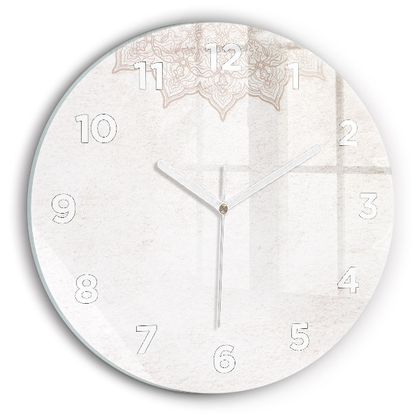 Round glass wall clock Decorative pattern