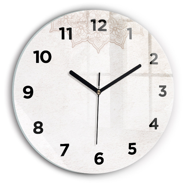 Round glass wall clock Decorative pattern
