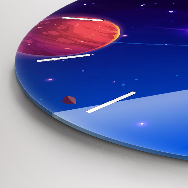 Round glass wall clock Planets galaxy
