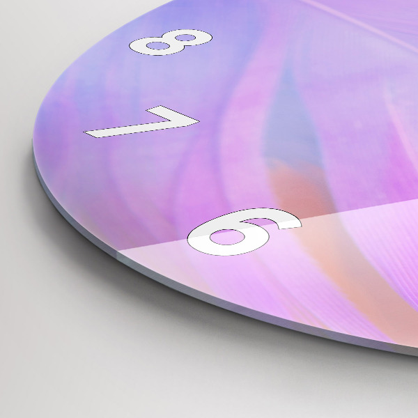 Round glass wall clock Colorful feathers