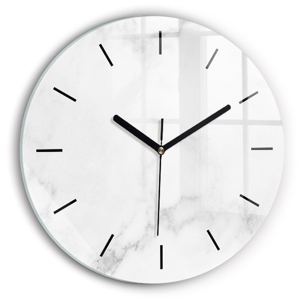 Round glass wall clock Elegant marble