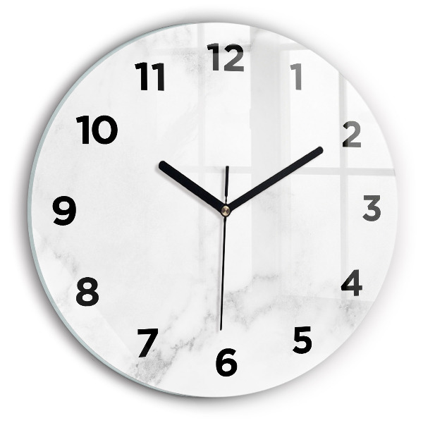 Round glass wall clock Elegant marble