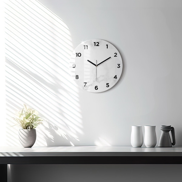 Round glass wall clock Elegant marble
