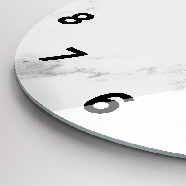 Round glass wall clock Elegant marble