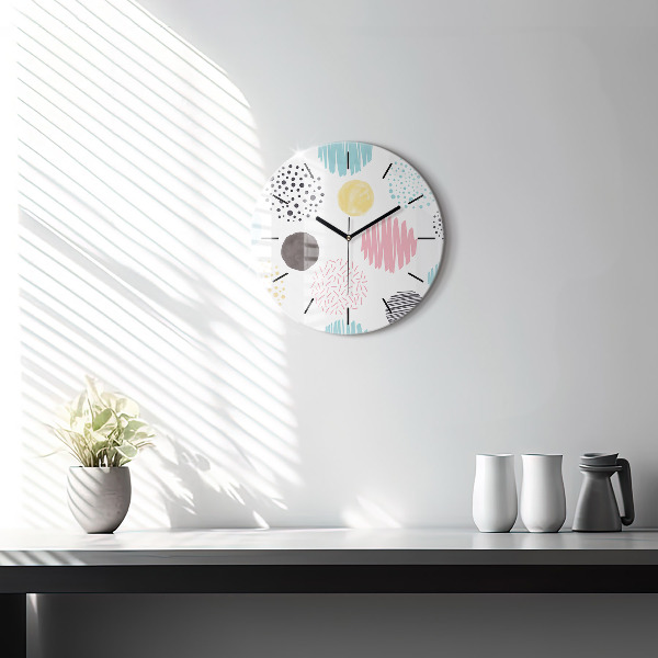 Round glass wall clock Geometric pattern