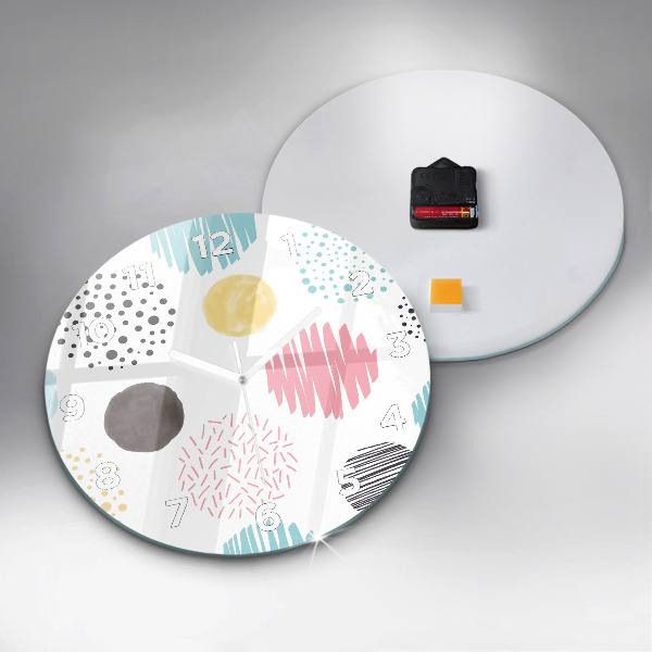 Round glass wall clock Geometric pattern