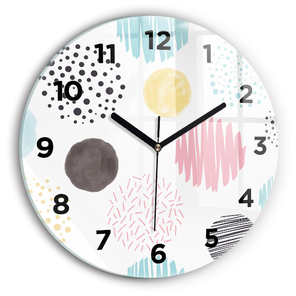 Round glass wall clock Geometric pattern