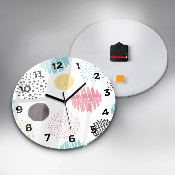 Round glass wall clock Geometric pattern