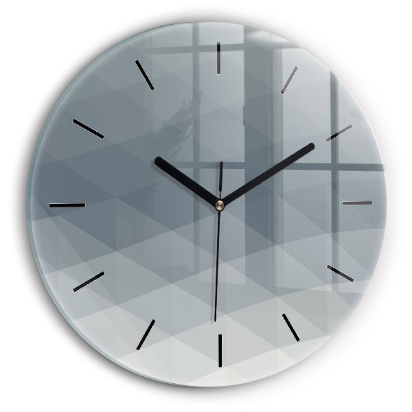 Round glass wall clock Gray abstraction