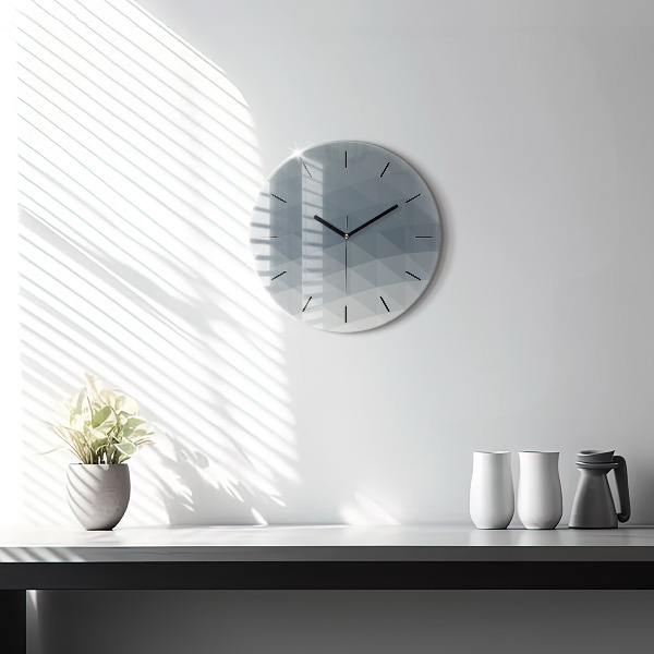 Round glass wall clock Gray abstraction
