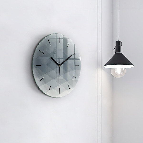 Round glass wall clock Gray abstraction