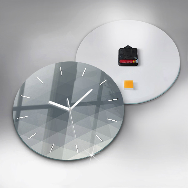 Round glass wall clock Gray abstraction