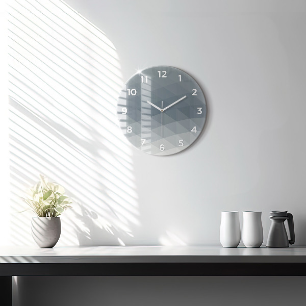Round glass wall clock Gray abstraction