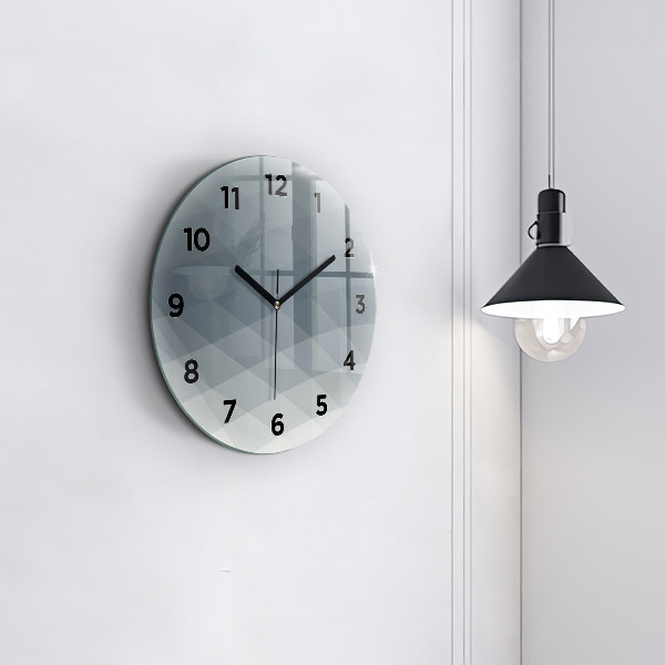 Round glass wall clock Gray abstraction