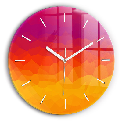 Round glass wall clock Colorful abstraction