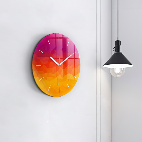 Round glass wall clock Colorful abstraction