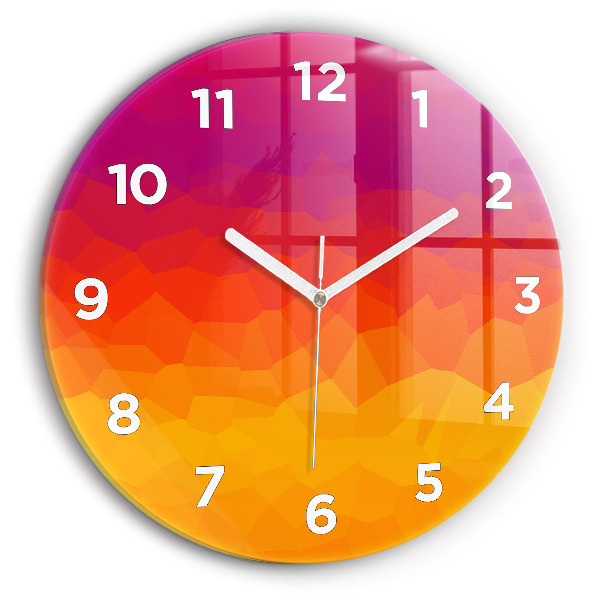 Round glass wall clock Colorful abstraction