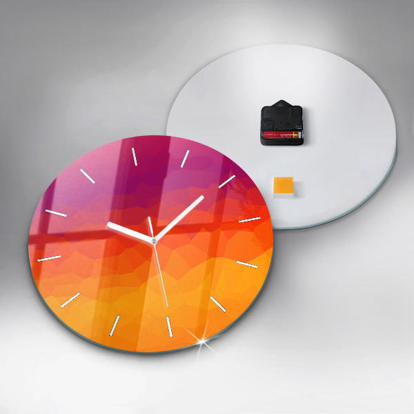 Round glass wall clock Colorful abstraction