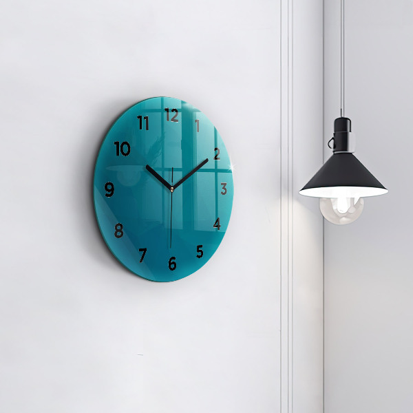 Round glass wall clock Sea abstraction